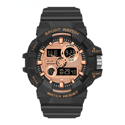 Montre électronique de sport tendance mode double affichage grand cadran lumineux étanche unisexe